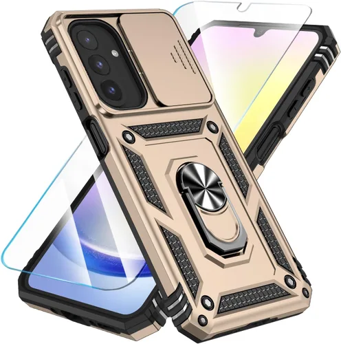 Miniatura 14 de SunStory Funda compatible con Samsung Galaxy A17 5G con protector de pantalla HD, cubierta de cámara deslizante y soporte de anillo giratorio, a