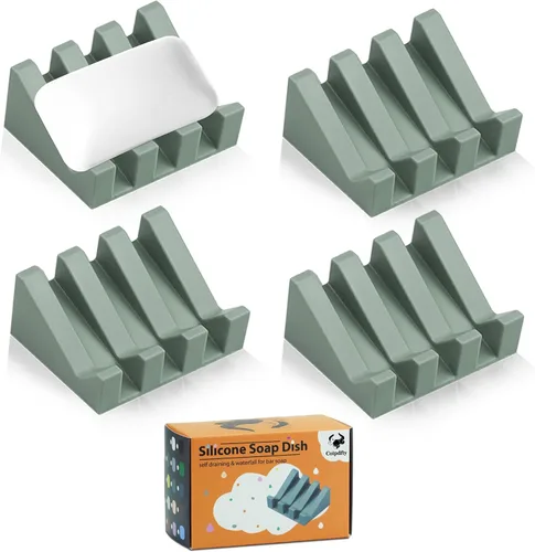 Miniatura 10 de Jabonera Autodrenante con Soporte, Jabonera de Silicona, para Baño, Cocina, Esponjas, Puede Extender la Vida del Jabón, Mantiene las Barras de Jabón