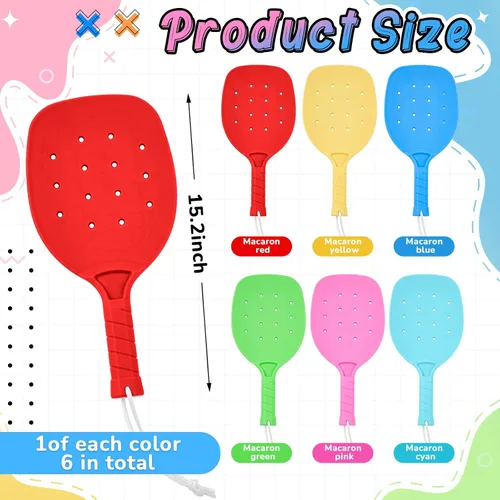 Miniatura 2 de Seenelling Plastic Paddleball Racket PE Equipment for Elementary School with Lanyard Classes Equipment, 15.2 x 7.5 Inches