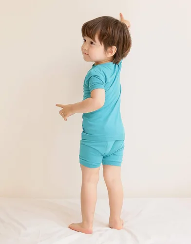 Miniatura 5 de VAENAIT BABY - Pijama de viscosa para niñas y niños pequeños, 2 piezas, camiseta y shorts, tela fresca, drapeada y suave para verano