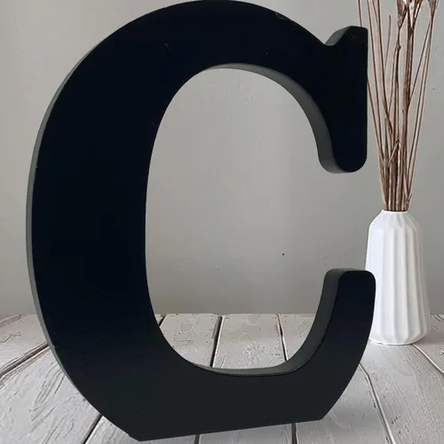 AOCEAN Letras de madera negra de 12 pulgadas, letras de madera sin terminar para Halloween, letras decorativas de pie, tablero de señalización en