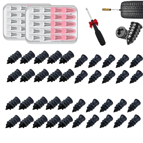 Miniatura 10 de Kit de clavos de goma para reparación de neumáticos, kit de uñas de reparación de neumáticos con caja y destornillador, herramientas de reparación