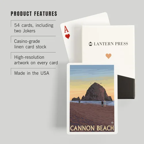 Miniatura 3 de Lantern Press Cannon Beach, Oregon, Haystack Rock (52 cartas de juego, baraja de cartas de tamaño póquer con comodines)