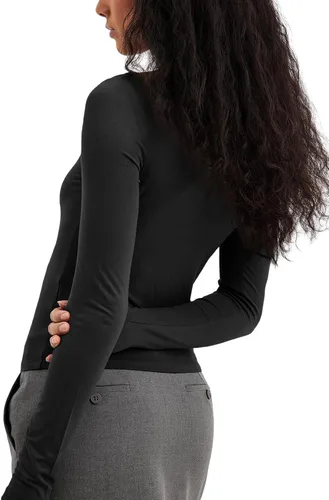 Miniatura 2 de Tankaneo Camisas de manga larga para mujer, camisetas básicas para salir, corte ajustado, cuello barco, camisetas Y2K