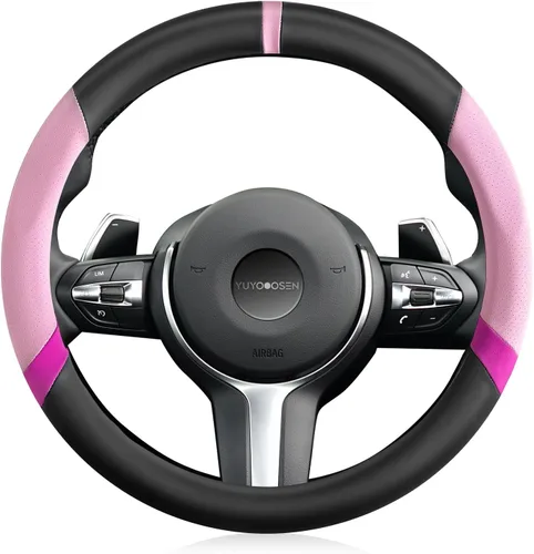 Miniatura 8 de Funda para volante de fibra de carbono, antideslizante y absorbente de sudor, fundas para volante de 15" para X5 X3, para hombres y mujeres, negra