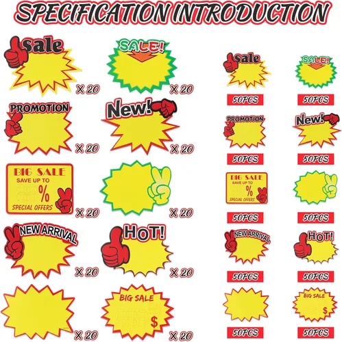 Miniatura 4 de Cartel Starburst para tienda minorista grande 200pcs amarillo
