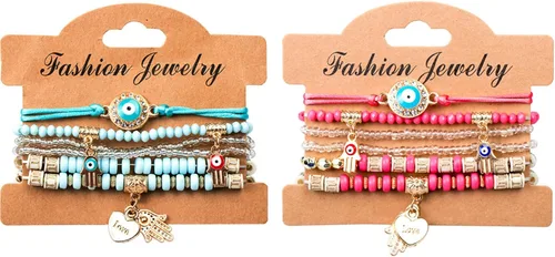 12Pcs Women's Bracelets Preppy Bracelet Protection Bracelet Friendship Bracelet Devil Eye Beaded Fashion Bracelet Bohemian Multilayer Rice Bead