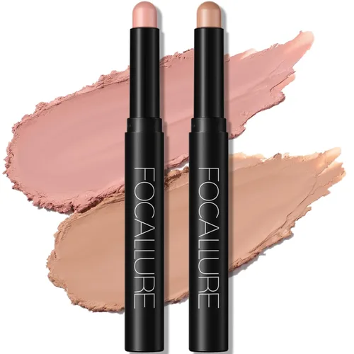 Miniatura 9 de FOCALLURE 2 unidades de sombra de ojos en barra crema, lápiz de sombra de ojos iluminador, juegos de sombra de ojos con fórmula a prueba de arrugas