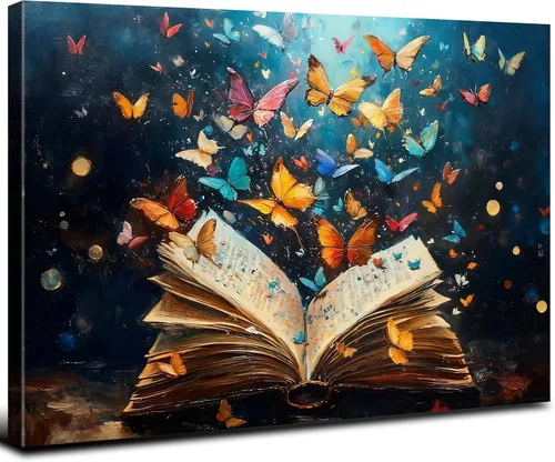 Lienzo de mariposa colorida para pared, diseño de graffiti, libro mágico, decoración de sala de estar, pintura abstracta de mariposas voladoras,