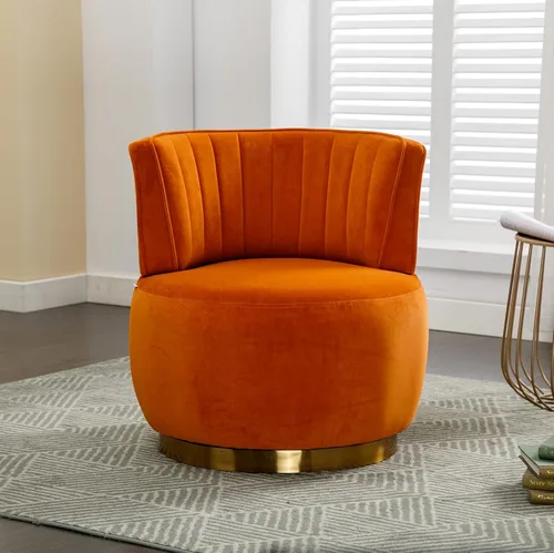 Miniatura 13 de Silla giratoria de terciopelo, sillón giratorio tapizado de 360 grados, moderno y cómodo sillón redondo para sala de estar pequeña, dormitorio