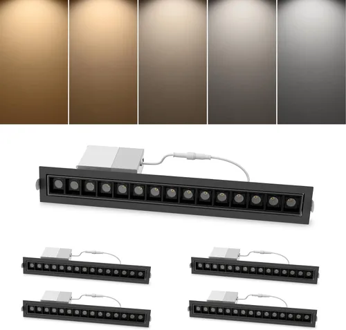 Miniatura 11 de SCON Focos empotrados de matriz ajustable de 10 W, paquete de 4 unidades, 5 CCT 3000-6500K de aluminio LED lineal, luz descendente con molde