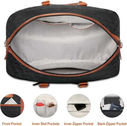 Miniatura 76 de IBFUN Bolsas de fin de semana para mujer, bolsa grande de lona para viaje, bolsa de viaje con compartimento para zapatos, 21 pulgadas, juego de 3