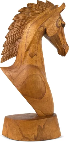 Miniatura 3 de G6 Collection Estatua de cabeza de caballo tallada a mano de madera tallada a mano, hecha a mano, decoración del hogar, figura decorativa de caballo