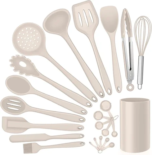 Miniatura 9 de E-far - Juego de utensilios de cocina de silicona, 7 piezas en color negro, utensilios de cocina resistentes al calor, utensilios de cocina