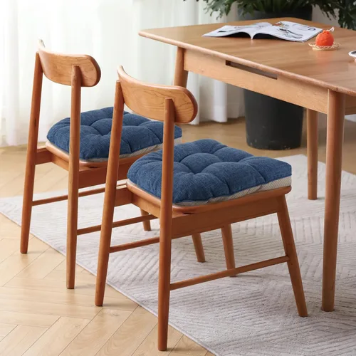 Miniatura 2 de Juego de 4 cojines antideslizantes para sillas de comedor, cojines para sillas de cocina, de 18 x 18 x 3 pulgadas, cojines de asiento cómodos y Azul