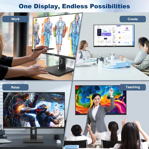 Miniatura 4 de Monitor de pantalla táctil, monitor de pantalla táctil de 27 pulgadas QHD 2560 x 1440 100Hz, monitores de pantalla táctil con 10 puntos táctiles