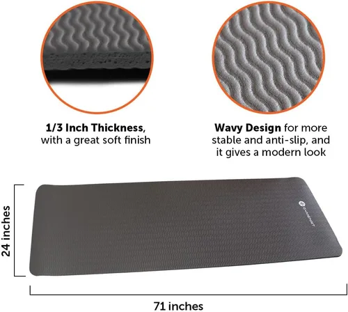 Miniatura 2 de GYMENIST Tapete grueso para yoga y ejercicio, 24 x 71 pulgadas, ideal para camping, cardio, entrenamiento, pilates, gimnasia Azul oscuro