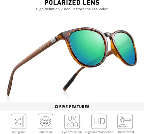 Miniatura 5 de MERRYS Polarized Sunglasses for Women Men Vintage Retro Classic Round Frame Aluminum Legs S8288