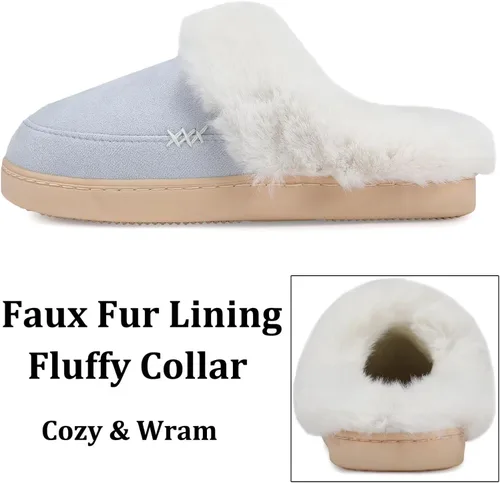 Miniatura 4 de NineCiFun - Pantuflas de casa de gamuza, unisex, mullidas, con forro de piel sintética, para interiores y exteriores, con suela de goma