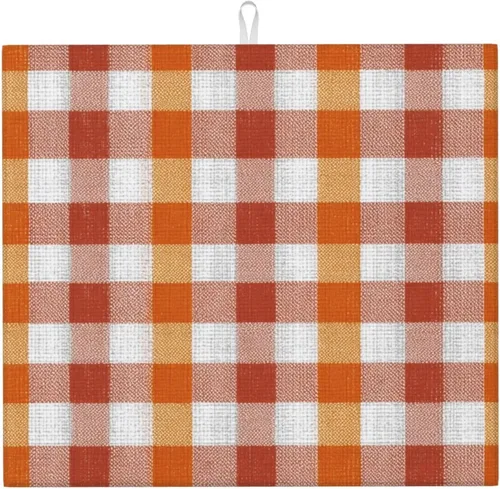 Miniatura 10 de Tapete de secado de platos de hojas de otoño para encimeras de 18 x 16 pulgadas, almohadilla protectora para escurridor de platos con lazo