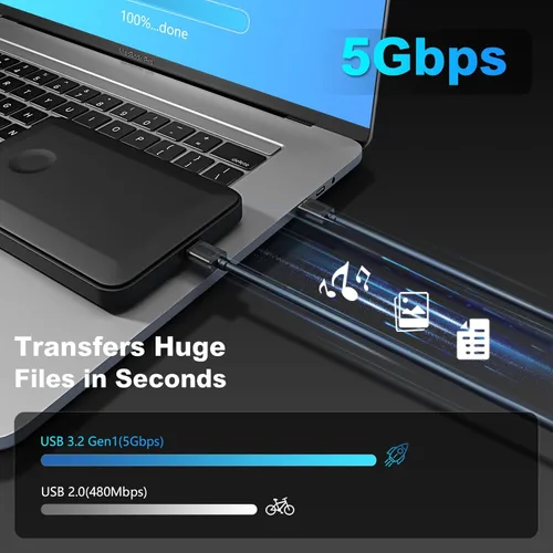 Miniatura 6 de Cable USB 3.0 Macho a Macho 1 pie, Cable USB a USB con Conector Chapado en Oro para Carcasas de Disco Duro, Reproductor de DVD, Enfriador de Laptop