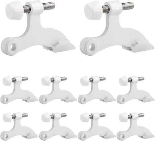 Miniatura 12 de OBTANIM - Paquete de 8 topes de puerta con bisagra de alta resistencia, topes de puerta ajustables de metal con puntas de goma para parachoques