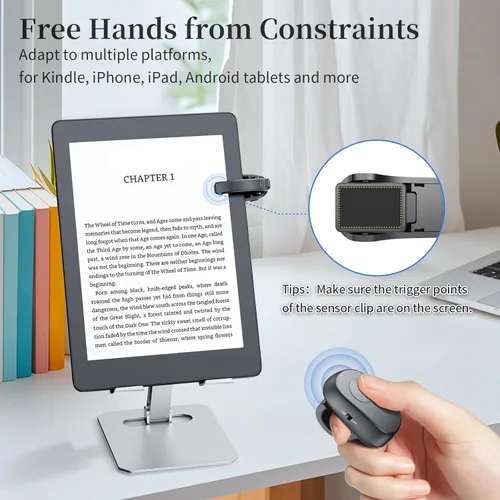 Miniatura 2 de Anillo de Dedo Control Remoto Pasador de Páginas de Kindle, Pulsador Inalámbrico Recargable para Kindle Paperwhite, Lectores Electrónicos y Cámara
