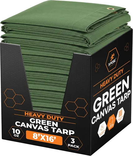 Miniatura 145 de Xpose Safety Lona de Lona - Lonas de Lona Verde de 10oz Resistentes al Agua con Ojales de Latón - Lona Multiusos para Exteriores para Campamento