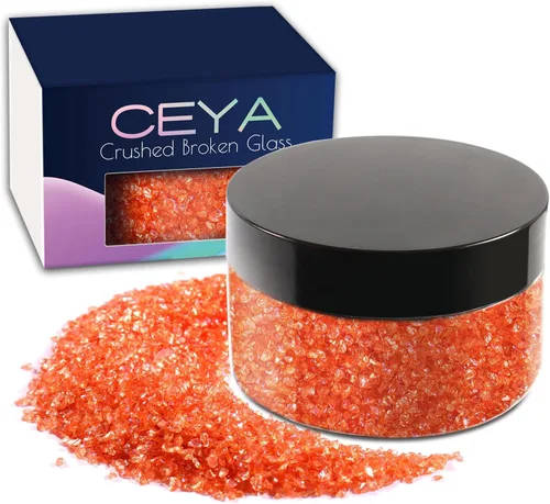Miniatura 32 de Ceya 5.3 onzas/150g Vidrio Triturado Irregular Azul Neptuno Metálico Chips de Cristal Vidrio Roto Chips Purpurina 2-4mm Manualidades Purpurina