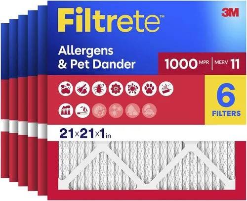 Filtrete - Filtro de aire para caldera de aire acondicionado, 21 x 21 x 1 pulgadas, MERV 11, MPR 1000, defensa contra microalérgenos, filtro de aire
