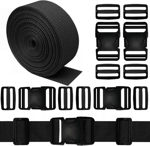 Miniatura 12 de Hebillas para correas de 1 pulgada, paquete de 6 unidades de clip de hebilla de plástico de liberación lateral rápida + clip deslizante de triple