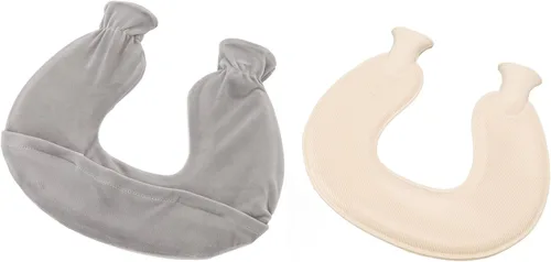 Miniatura 10 de ZJchao Bolsa de agua caliente, en forma de U, alivio del dolor de cuello y hombros, almohada de terapia de calor con funda de vellón, compresa fría
