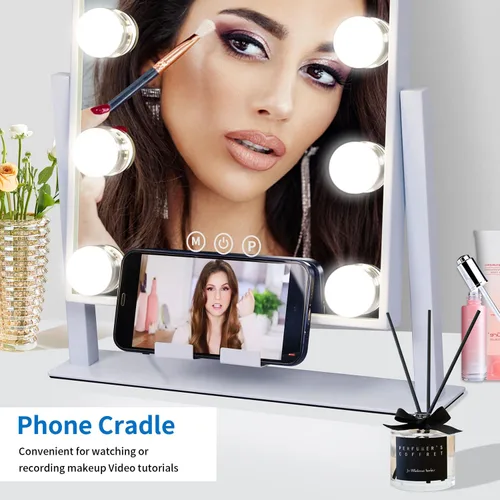 Miniatura 5 de Kottova Espejo de maquillaje con luces, espejo de tocador de 14 x 12 pulgadas, espejo de maquillaje iluminado con iluminación regulable de 3