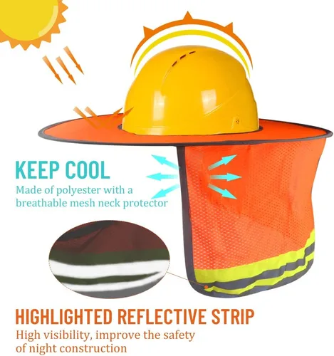 Miniatura 3 de WMYCONGCONG Protector solar de ala completa, visera de malla para el cuello, con tira reflectante para construcción al aire libre, accesorios
