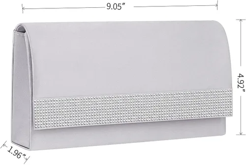 Miniatura 2 de Mulian LilY Bolso de mano de satén con diamantes de imitación para mujer, para fiesta o fiesta