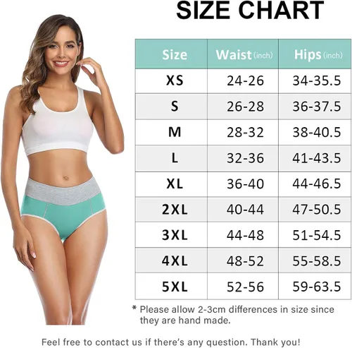 Miniatura 5 de wirarpa Ropa interior de algodón para mujer de cintura alta elásticos suaves transpirables paquete de 4