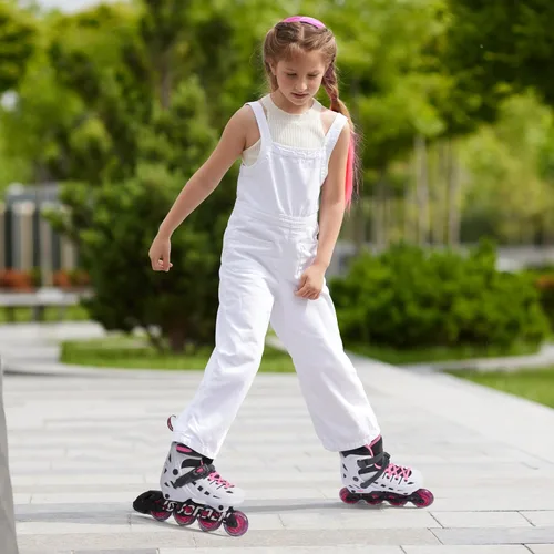 Miniatura 6 de Patines en línea para niños y niñas, 4 tamaños ajustables con ruedas en línea y ruedas completamente iluminadas para mujeres y hombres, carcasa