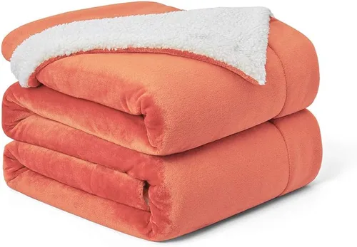 Walensee Manta de Forro Polar Sherpa (Tamaño Individual 60"x80" Coral) Manta Afelpada Peluda Súper Suave Reversible de Microfibra y Franela para