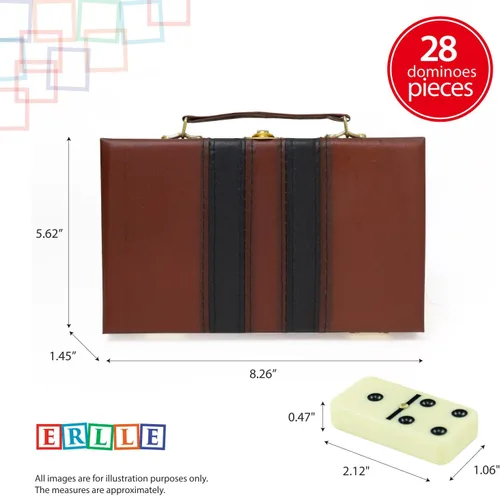 Miniatura 2 de ERLLE - Juego de dominó doble de primera calidad, juego de dominó jumbo con funda de cuero, juego de dominó clásico para adultos y niños, apto