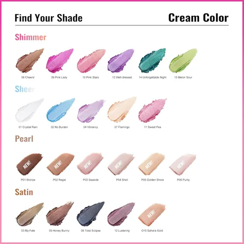 Miniatura 8 de Oulac Sombra de ojos en crema con brillo también para iluminador Sombra de ojos mezclable Resistente al agua y de larga duración con fórmula Pureza