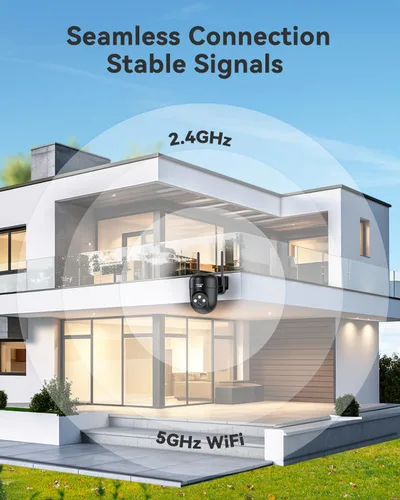 Miniatura 2 de MUBVIEW Cámaras de seguridad negras de 360° inalámbricas para exteriores, cámara exterior con cable 24/7 para seguridad del hogar, seguimiento