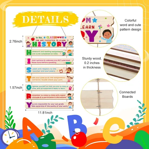 Miniatura 2 de Harloon Decoraciones para el aula, signo de historia, reglas de clase, inspirador, educativo, arte de pared, literatura, estudios sociales