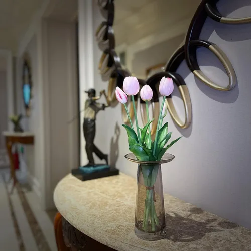 Miniatura 3 de Tulipanes de tacto real de 16 pulgadas Premium, flores artificiales con capullos, tallo flexible fácil de moldear, tulipanes de imitación