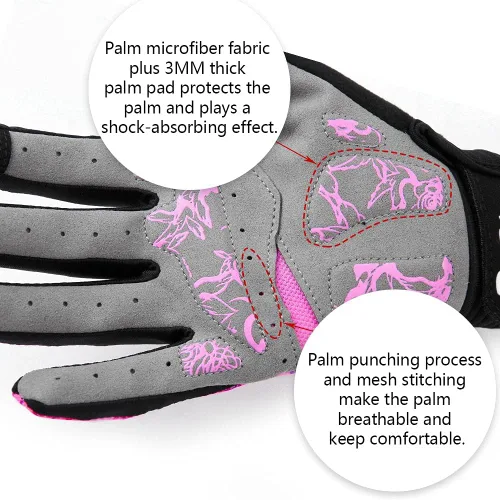 Miniatura 7 de DuShow Guantes de ciclismo para mujer, guantes de ciclismo de montaña para mujer, guantes acolchados de gel para pantalla táctil, guantes