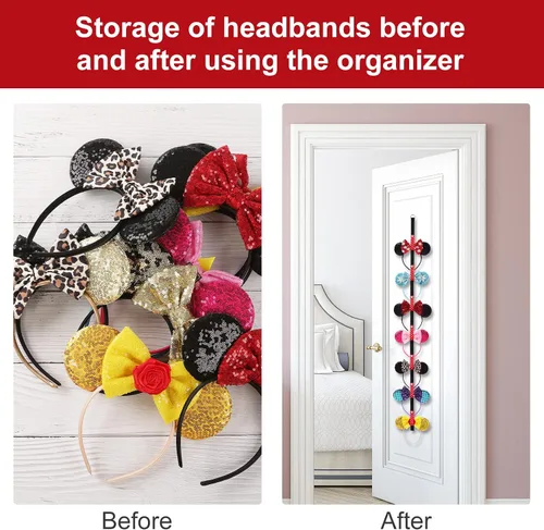 Miniatura 3 de Nuolich Soporte para diadema de orejas de ratón, organizador vertical de lunares, para colgar en la pared, decoración de accesorios para el cabello