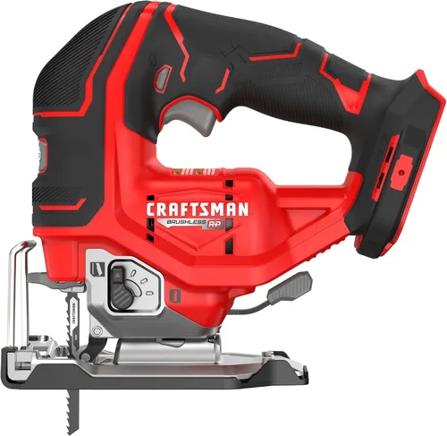 Miniatura 8 de CRAFTSMAN V20 RP - Sierra de calar inalámbrica, 3 ajustes orbitales, hasta 3,200 SPM, velocidad variable sin llave, solo herramienta (CMCS650B)