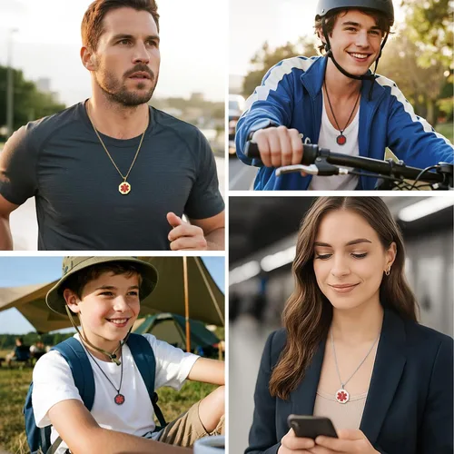 Miniatura 67 de VNOX Collar con colgante personalizado de acero inoxidable con grabado personalizado para identificación de alerta médica de emergencia para hombres