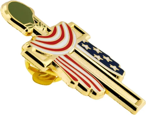 Miniatura 14 de PinMart Cruz patriótica con bandera estadounidense ondeando la bandera de Estados Unidos – Pin de solapa esmaltado – SecureClutch Back