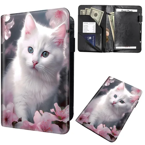 Miniatura 24 de Libros de mesero para camarera, cartera de cuero para camarero con cremallera, soporte para recibos, para camarero, camarero, accesorios