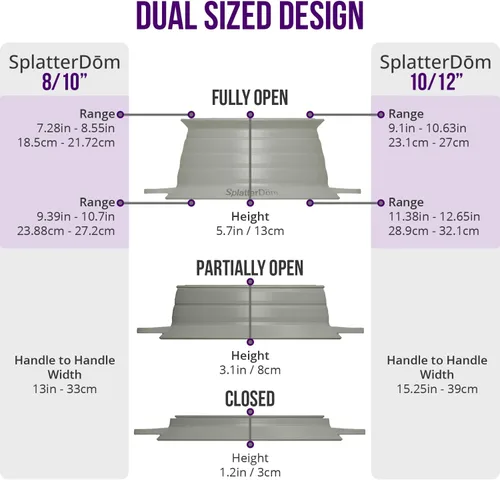 Miniatura 32 de L.I.Q - Protector de salpicaduras de silicona, se adapta a macetas de 8 y 10 pulgadas (20 y 9.8 in), apto para microondas y duradero, incluye tapa
